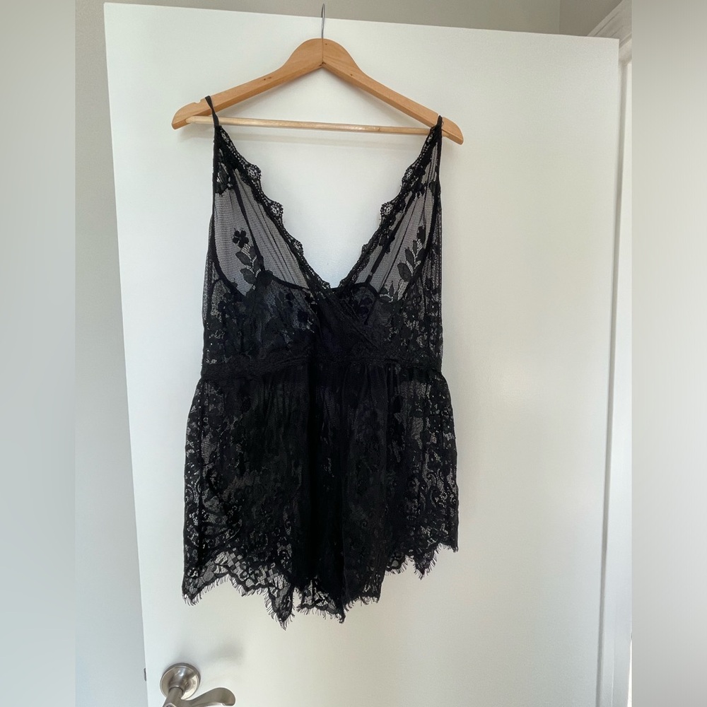 Free People Intimates Black Lace Romper Size Large